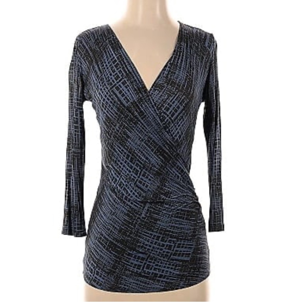 MAX MARA Wrap Top Geometric Blue/Gray Size Small
